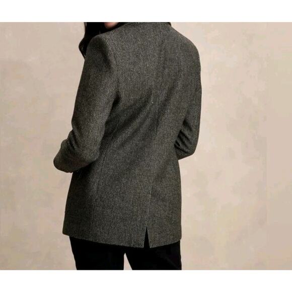 Banana Republic Gray Textured Palmira Tweed Blazer Single Button Sz 14 - Picture 4 of 5